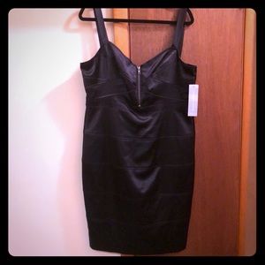 London Times Stretch Satin Little Black Dress NWT